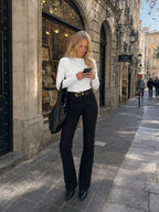Solid Ruched Slim Fit Long Sleeve Tee