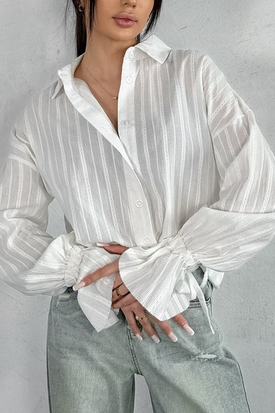 Raised Jacquard Flare Sleeve Blouse Main image