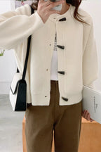 Toggle Button Round Neck Cardigan