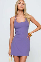 Beaded Halter Tie-Up Mini Dress