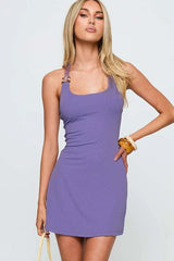 Beaded Halter Tie-Up Mini Dress