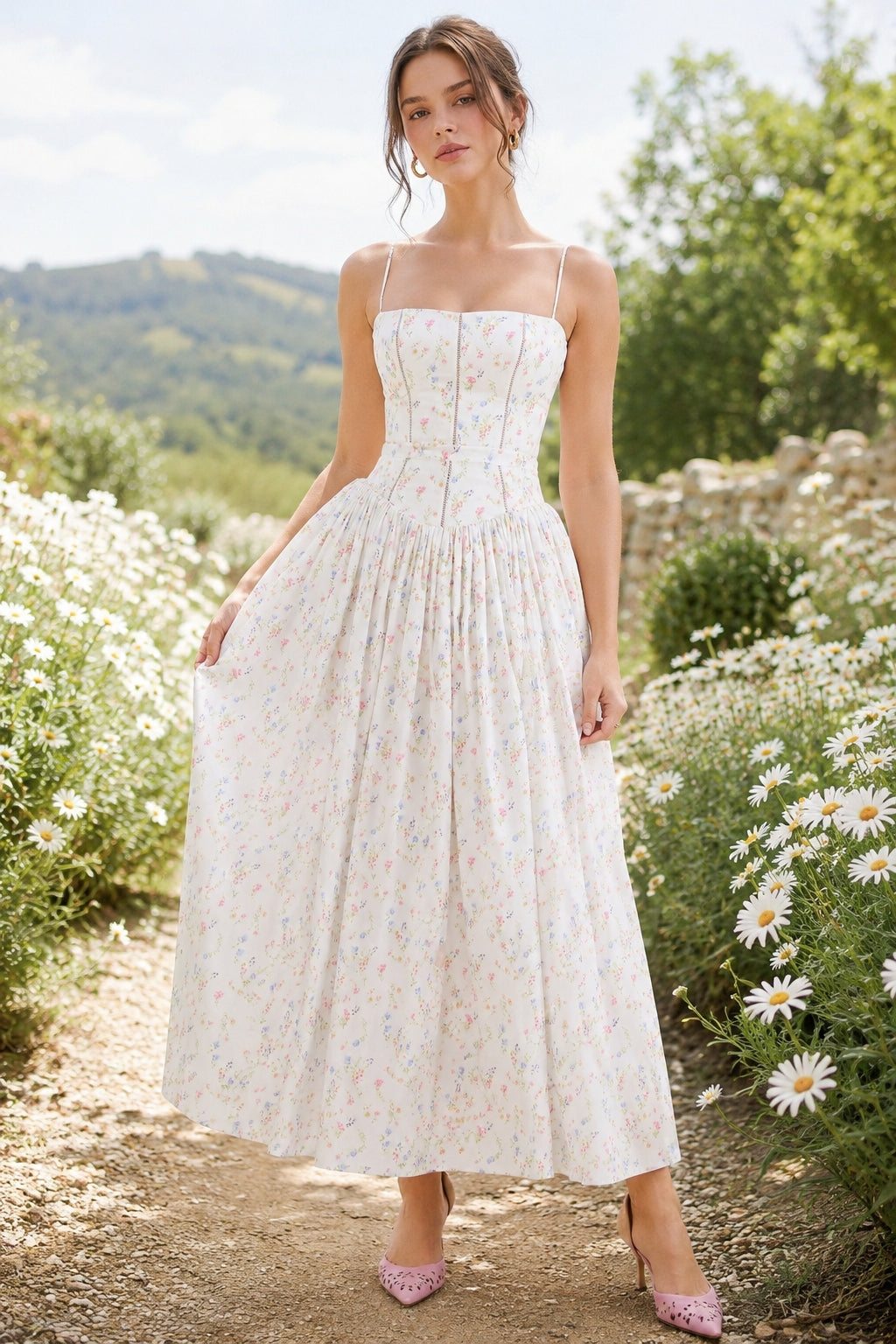 Ditsy Floral Slim Fit Slip Dress Main image
