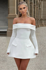 Backless One Shoulder Strapless Slim Long-Sleeve A Line Chic Cocktail Dress