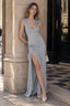 High Slit Ruffle Slip Dress