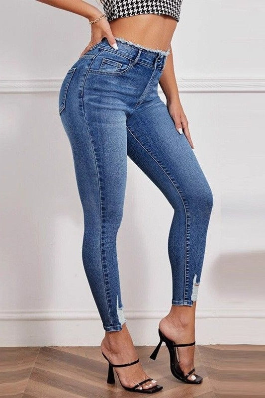 High Waist Butt Lifting Distressed Stretch Skinny Jeans Main image