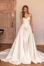 Detachable Train Strapless Bodycon Prom Dress