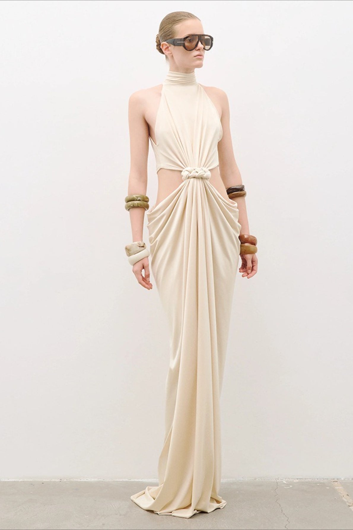 High Neck Twist Front Cut Out Reception Dress Main image
