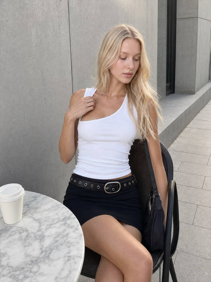 Asymmetric Neck Cut Out Tank Top Secondary image