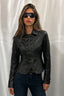 Double Breasted Faux Leather Fitted Jacket