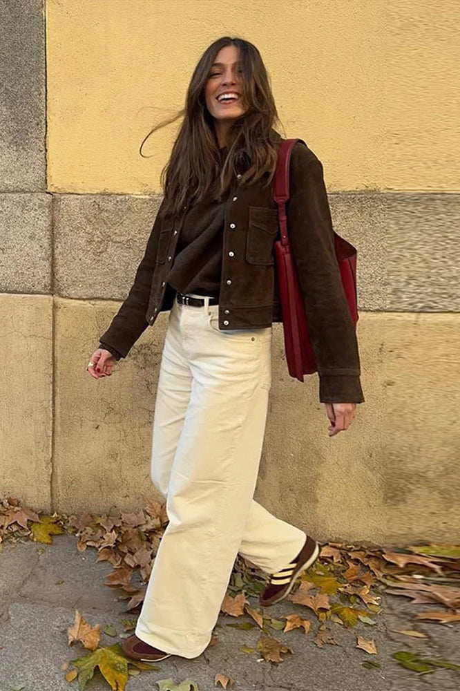 Brown Cropped Casual Jacket Secondary image