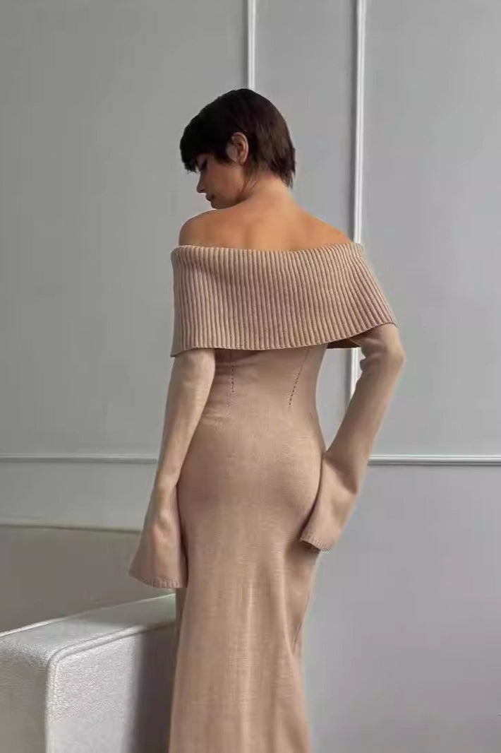 Collared Off-Shoulder  Knit Sweater Dress Secondary image