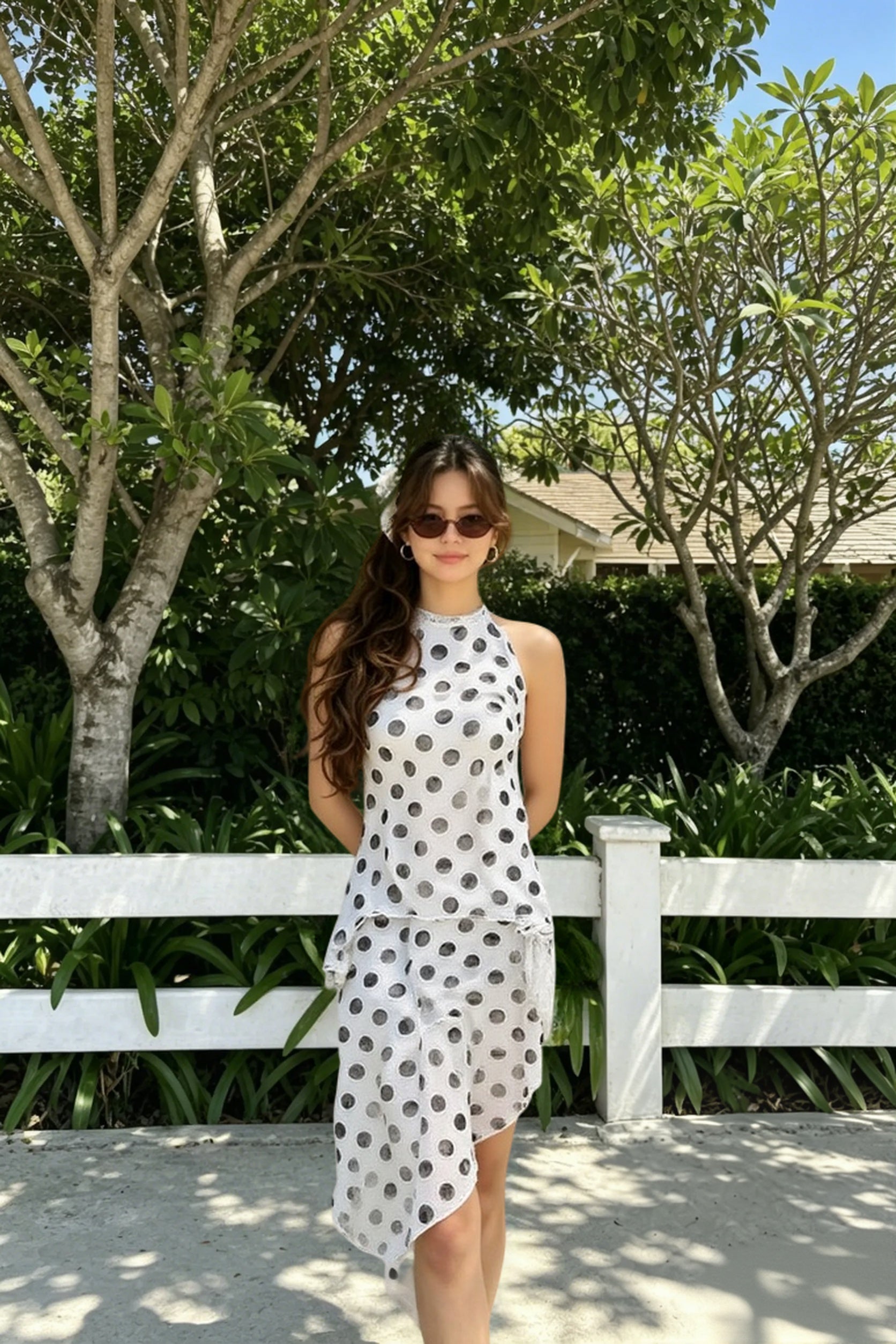 Elegant Polka Dot Halter Sleeveless Maxi Dress Main image