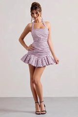 Polka Dot Halter Low Back Birthday Dress