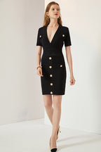 Sleeve V-Neck Bodycon Knit Sweater Dress