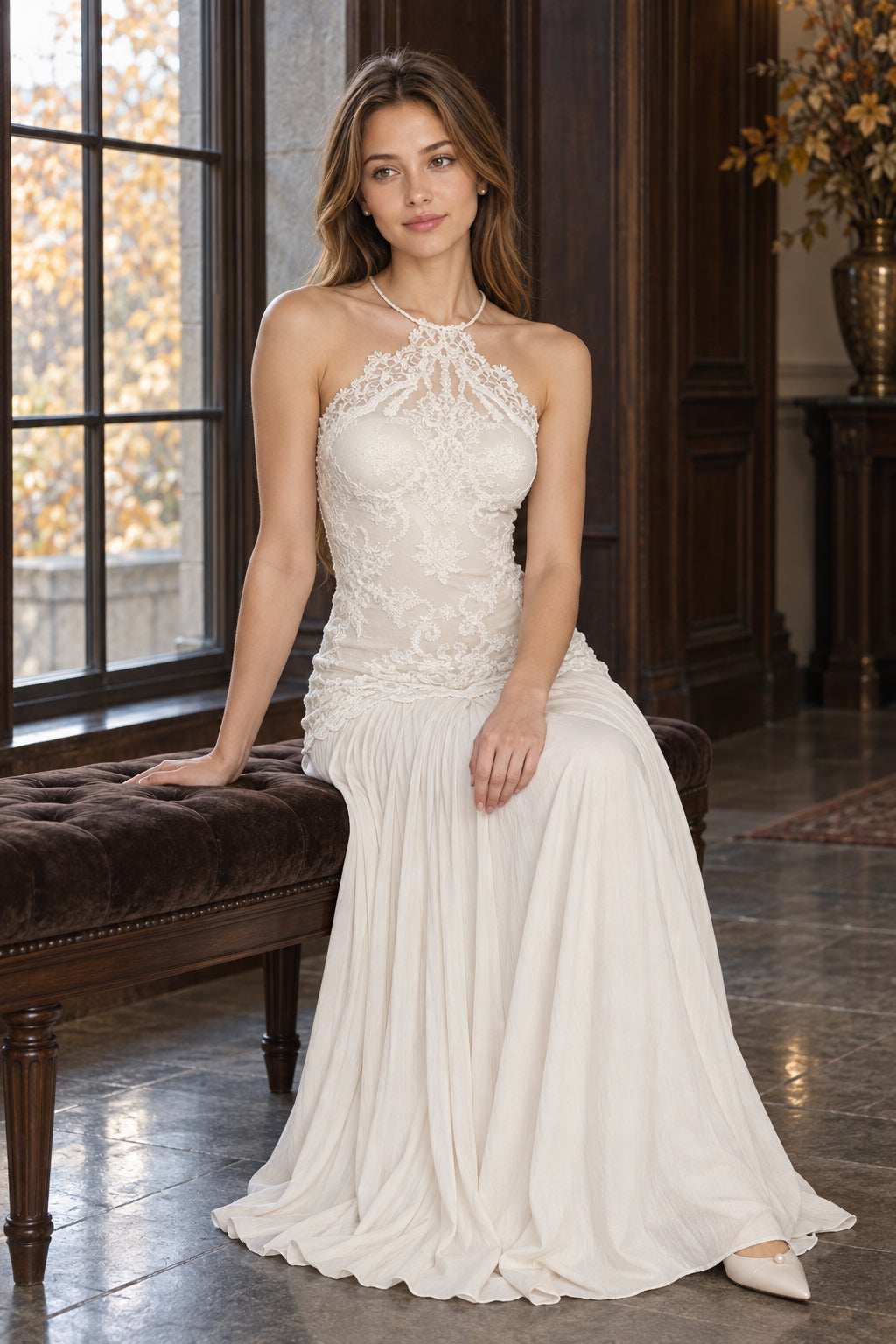 Spice Girl Lace Insert Backless Slip Prom Dress