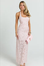 Sequin Halter Lace Up Back Party Dress