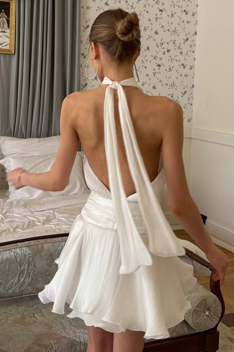 Halter Backless Tie Detail Graduation Party Dress Secondary image