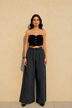 Striped High Waisted Wide Leg Straight Pants