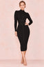 JuliaFashion - 2024 Rayon High Quality Turtleneck Lace Up Bandage Dress
