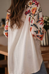 Loose Fit Digital Print Chic Long Sleeve Blouse
