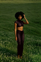 Knitted Crop Top Hollow Out Design Two Piece Shorts Set