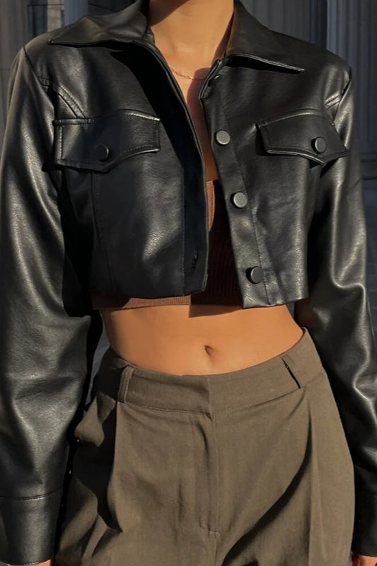 Grunge Style Faux Leather Jacket