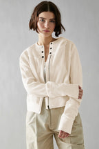 Quilted Panel Zip Up Cropped Hoodie