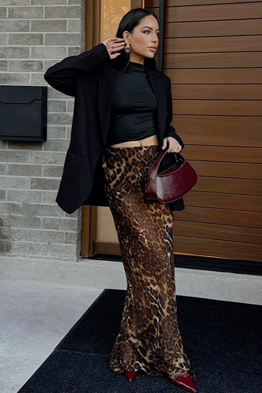 Animal Print Color Block Pencil Skirt Main image