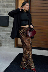 Animal Print Color Block Pencil Skirt