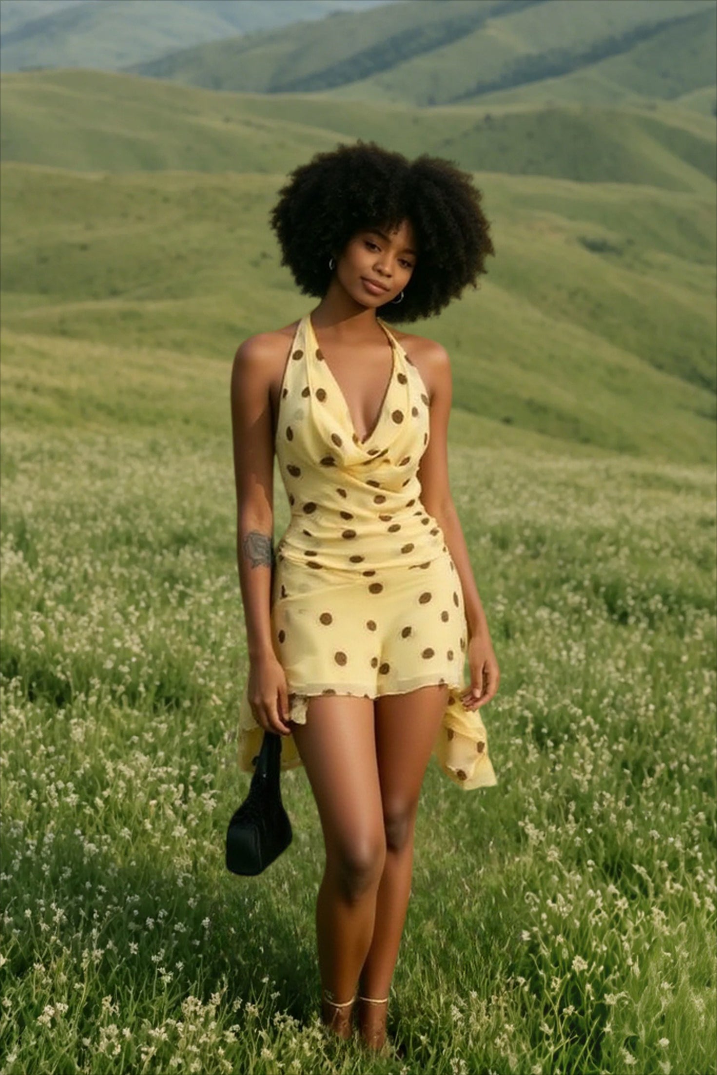 Polka Dot Chiffon Halter Backless Mini Dress Secondary image