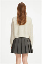 Casual Round Neck Knit Cardigan