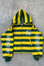 Green Yellow Striped Graphic Zip Hoodie