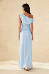 Solid Asymmetric Neckline Formal Dress