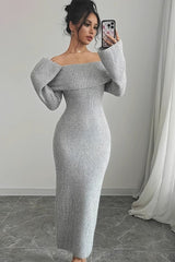 Long-Sleeve Knit Maxi Sweater Dress
