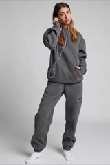 Solid Color Hoodie Pants Sleep Set Activewear Set