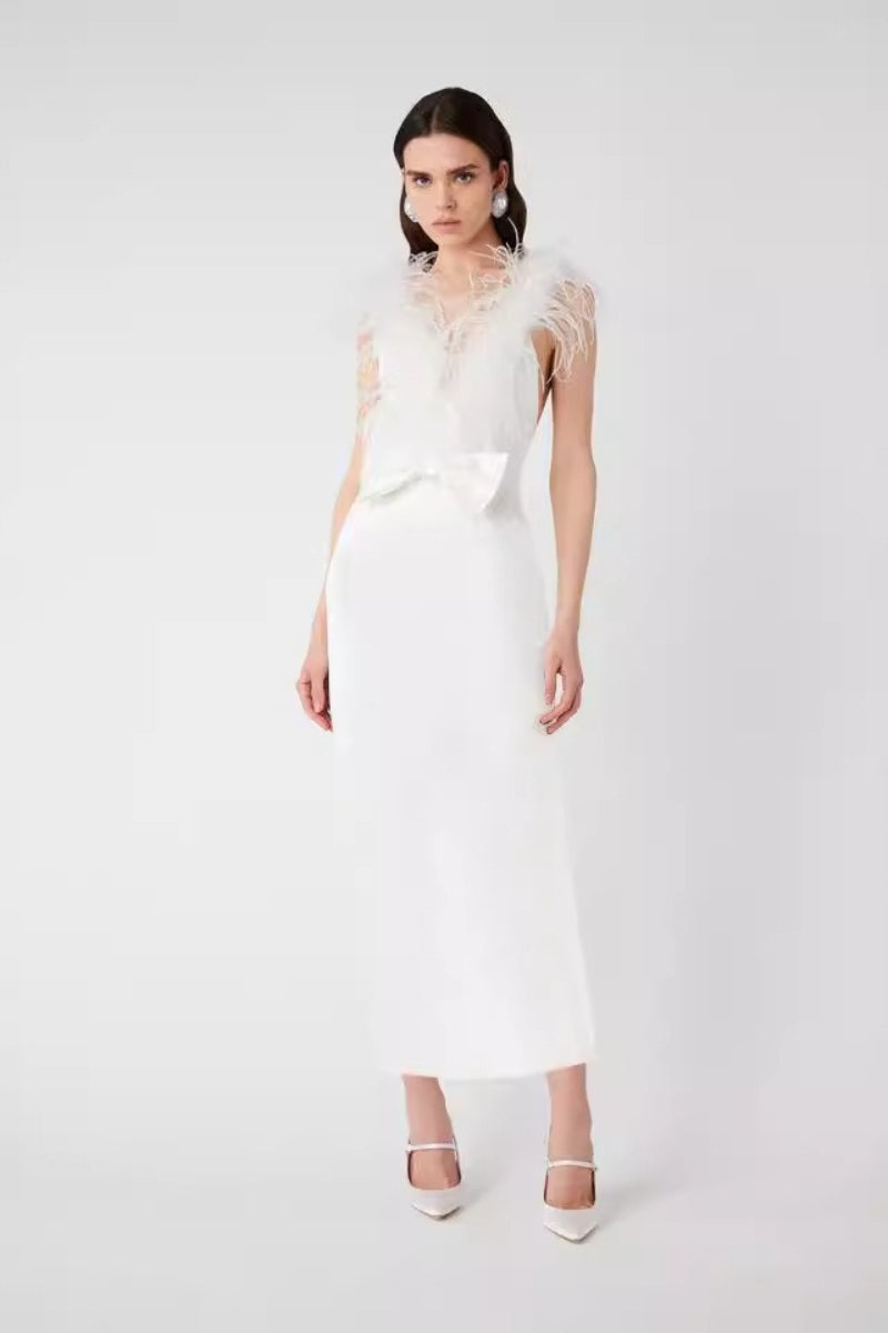 Ostrich Feather Trim Gown Prom Dress Secondary image