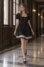 Vintage Puff Sleeve Lace Tie T-shirt