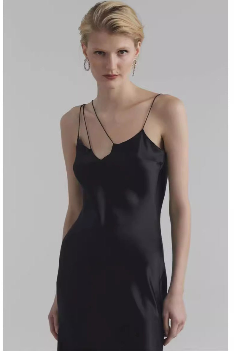Asymmetrical Cami Solid Satin Silk Dress Main image