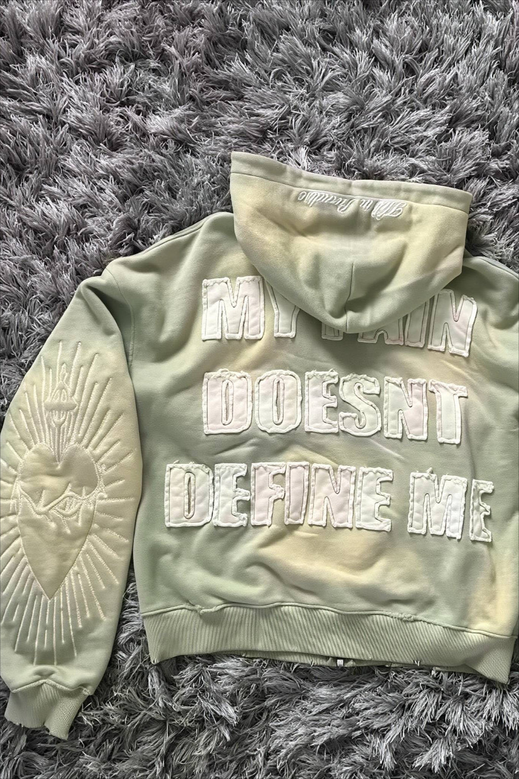 Distressed Wing Graphic Zip Front Hoodie