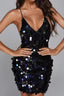 Deep V Backless Camisole  Sequin Dress