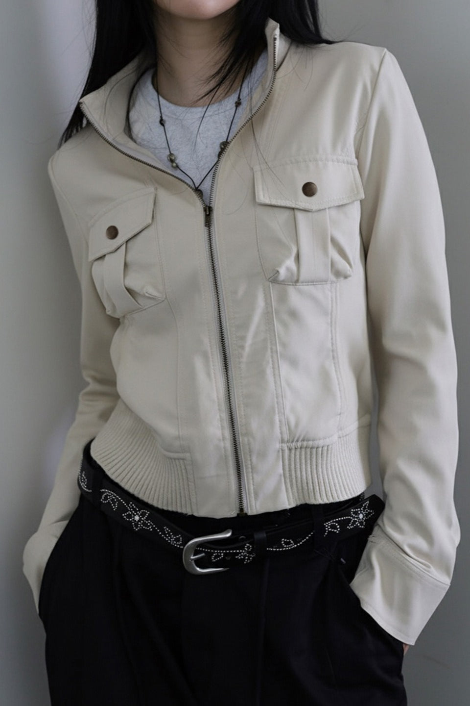 Tailored Waist Utility Zip Jacket Main image
