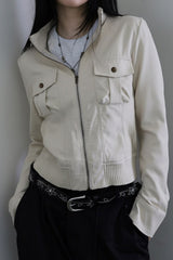 Tailored Waist Utility Zip Jacket