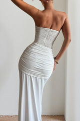Sexy Strapless Backless Ribbon Elegant Formal Dress