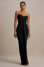 Ruched Strapless Bodycon Y2K Maxi Dress