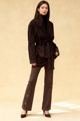 Chic Suede Long Sleeve Jacket Coat