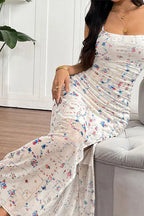 Spaghetti Strap Backless Floral Dress