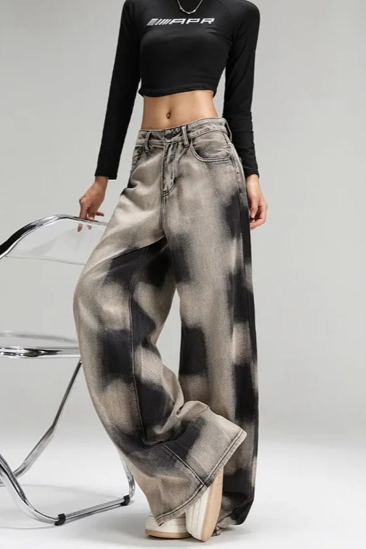 Vintage Grey Tie Dye Wide Leg Jeans Secondary image
