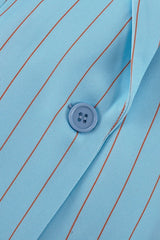 Striped Lapel Long Sleeve Blazer Split Bodycon Two Piece Set