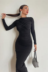 Sexy Crew Neck Long-Sleeve Bodycon Dress