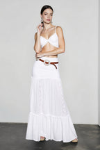 Elegant White Floor Length Vacation Skirt
